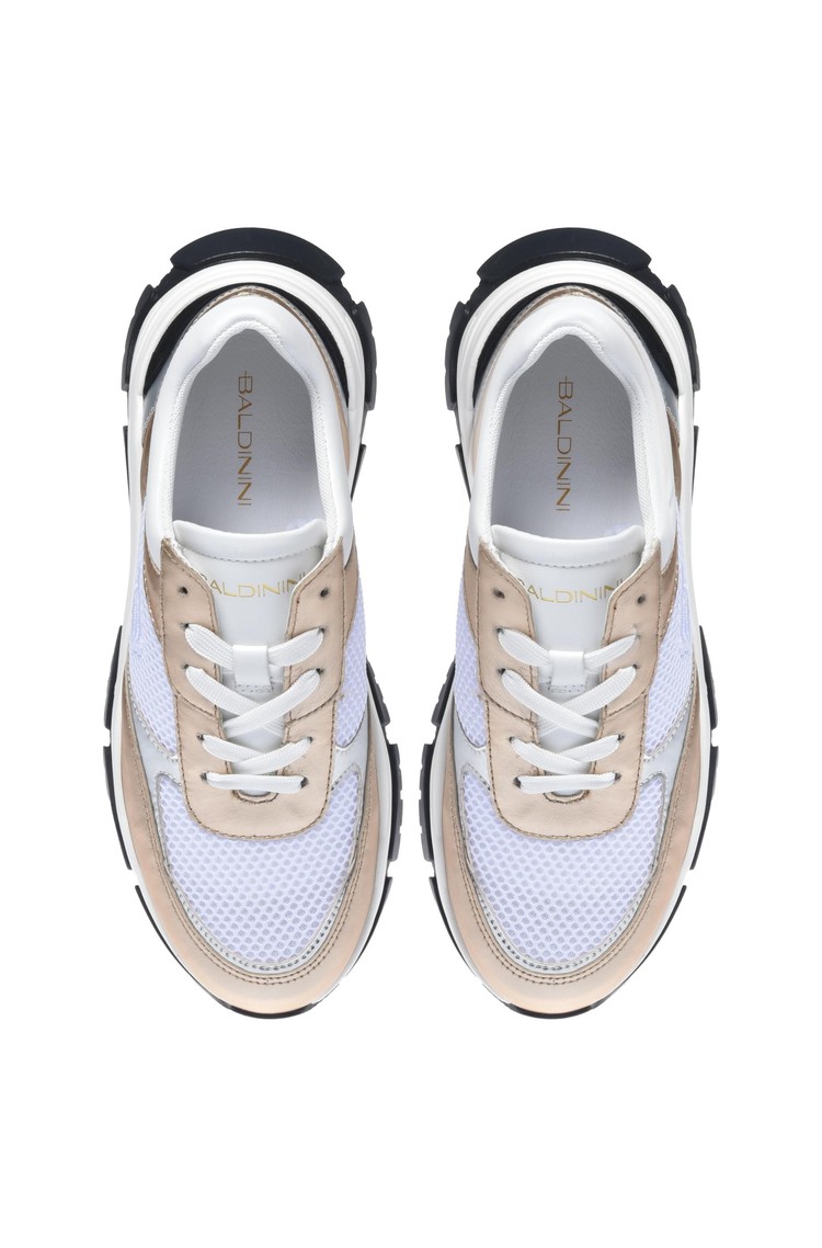 BALDININI Gold nappa leather and mesh fabric sneakers Emporium