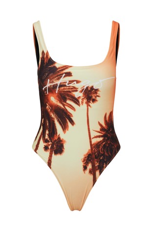 HUGO High leg swimsuit with palm print Emporium