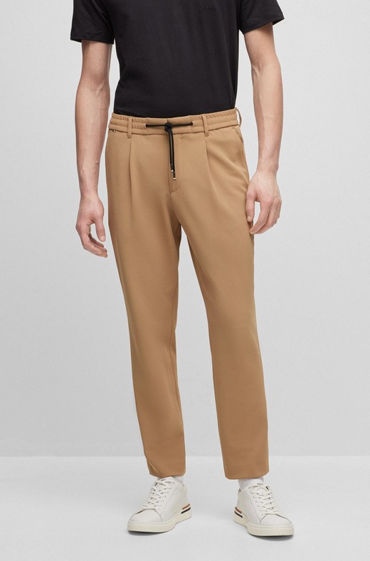 BOSS - Relaxed-fit drawstring trousers in bi-stretch fabric