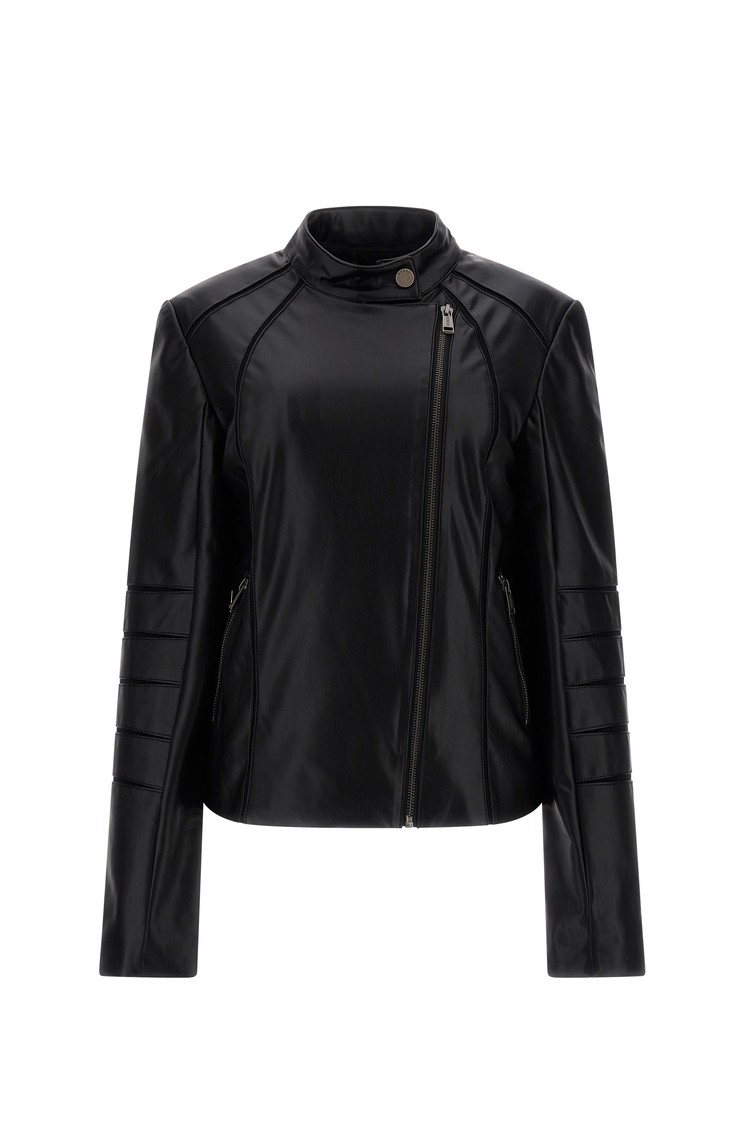 Guess fashion women's black leather jacket