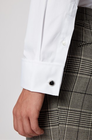 hugo boss double cuff white shirt