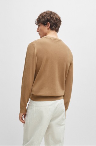 Mock-neck sweater in virgin wool and cotton