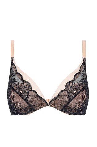 s.Oliver Underwired Floral Lace Padded Plunge Bra