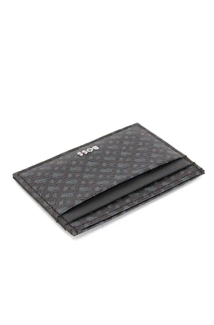 BOSS - Money-clip card holder in Italian monogrammed fabric