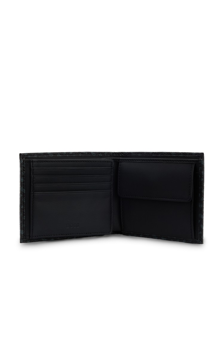 BOSS - Monogram-print wallet in Italian coated fabric and leather