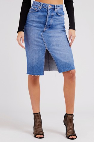 guess denim pencil skirt