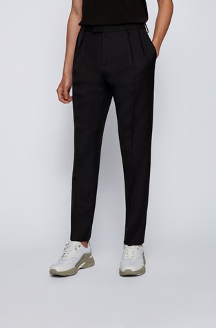 Buy HUGO BOSS MidRise Slim Fit FlatFront Trousers  Black Color Men   AJIO LUXE
