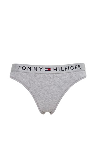 Tommy Hilfiger Logo Waistband Thong - Grey