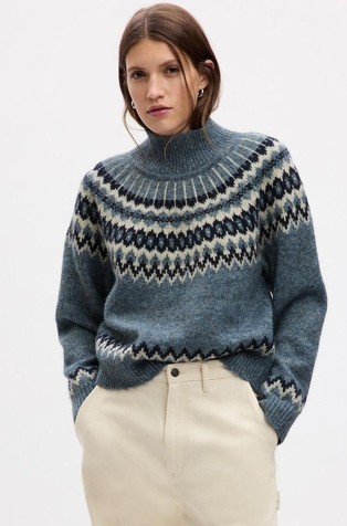 24/7 Split-Hem Fair Isle Sweater