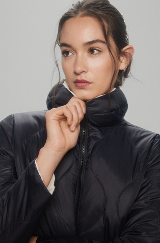 Nylon Puffer Jacket in Black - Women