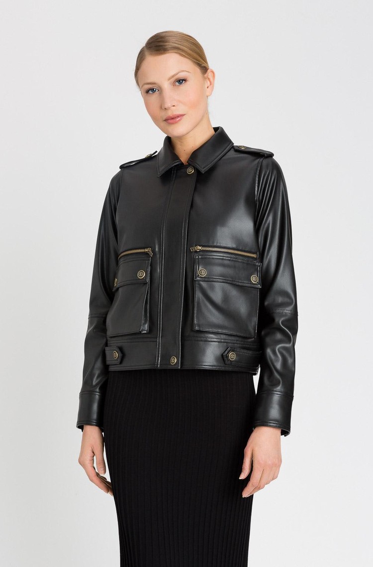 TWINSET Leather effect biker jacket | Emporium