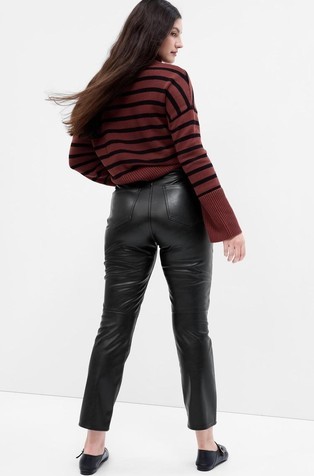 Stride in Style Black Vegan Leather High Waisted Wide-Leg Pants