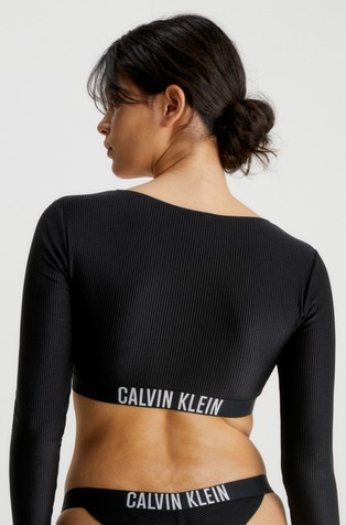 Calvin Klein Intense Power Rib Triangle Bikini Top in Black