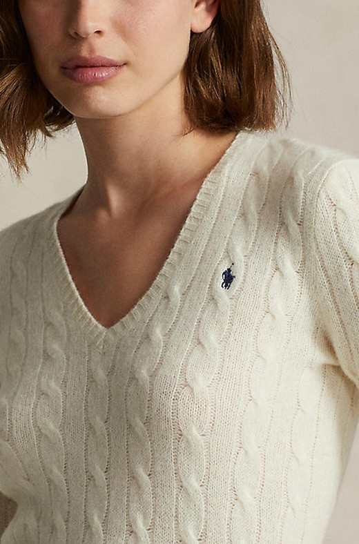 POLO RALPH LAUREN Cable-Knit Wool-Cashmere V-Neck