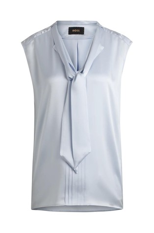 Regular-fit blouse in washed silk with concealed packet