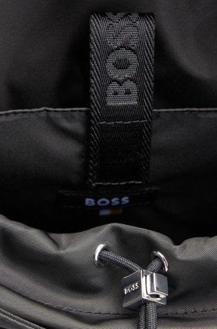 BOSS - Monogram-print backpack in recycled material with adjustable straps