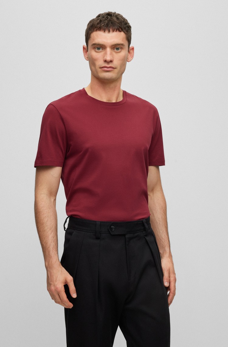 BOSS Mercerised-cotton T-shirt in slim fit a | Emporium