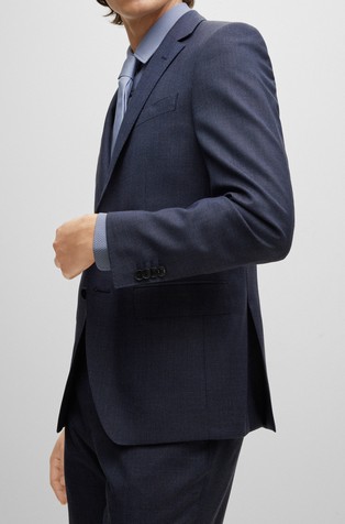 BOSS Slim-fit suit in micro-patterned virgin-wool serge