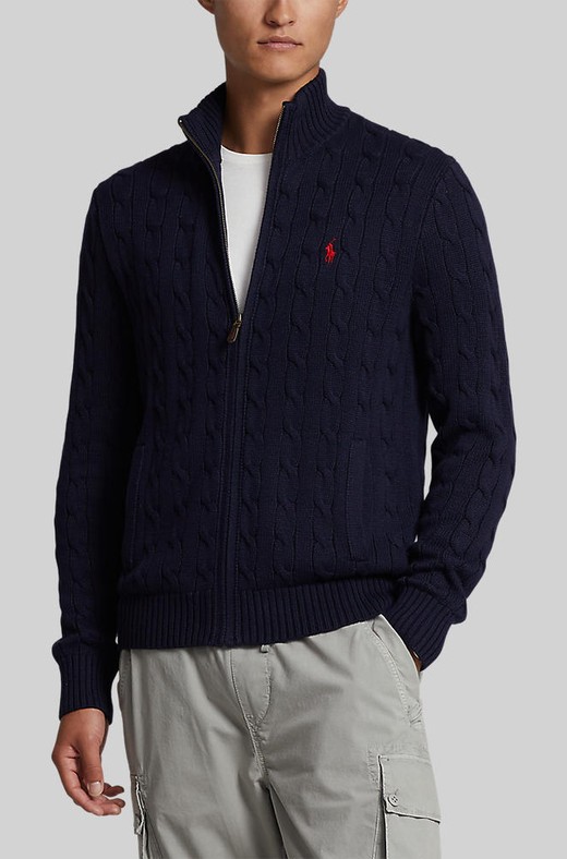 POLO RALPH LAUREN Cable-Knit Cotton Full-Zip Cardigan | Emporium