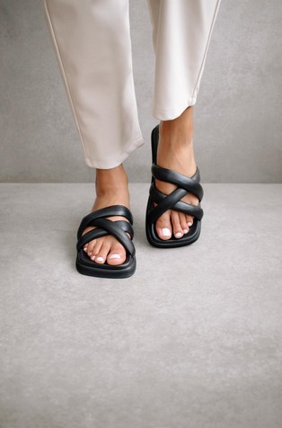 ALOHAS Slip On Cross Leather Sandals Emporium