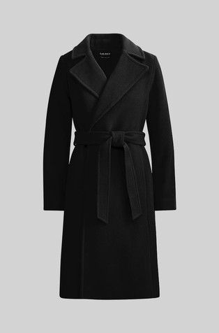 Ralph lauren black 2025 wrap coat