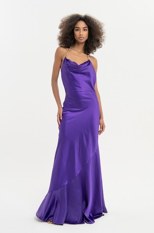 FRACOMINA Long dress slim fit made in satin with lace corset