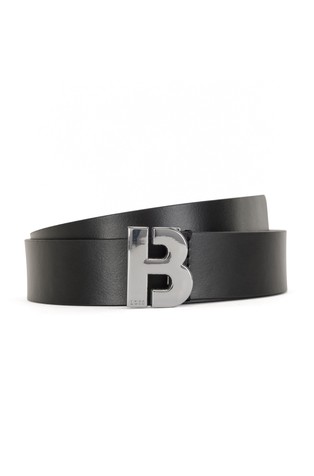 BOSS - Italian-leather belt with monogram buckle