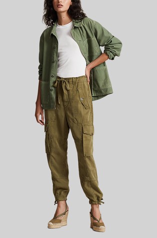 LAUREN RALPH LAUREN COTTON SATEEN CARGO PANT, | Military green Women‘s  Cargo | YOOX