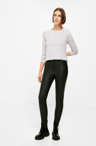 Coated push up trousers