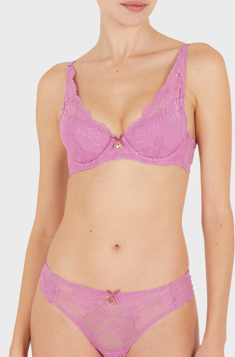 Armani Exchange Women's Daily Charme Padded Triangle Bra, Pink Flowers  Print, S at  Women's Clothing store
