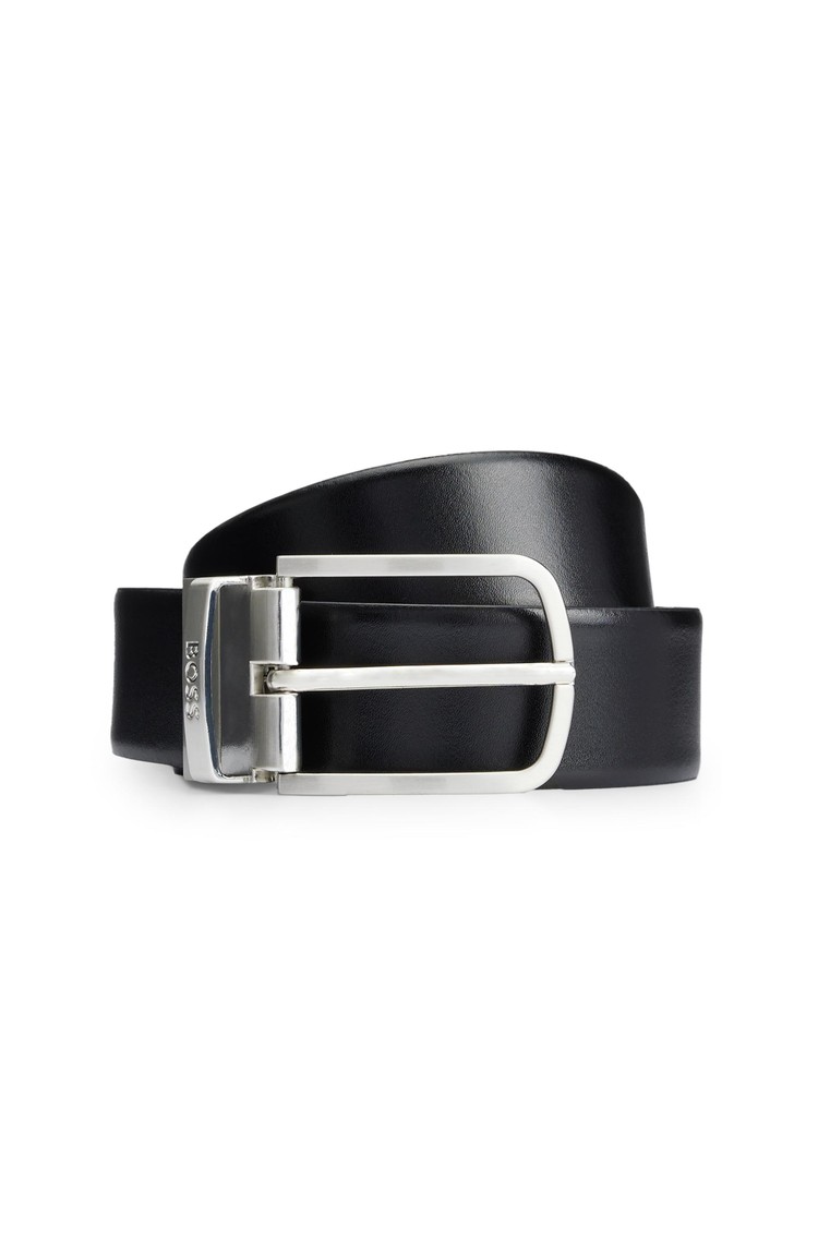 BOSS - Reversible belt in Italian leather with monogram buckle