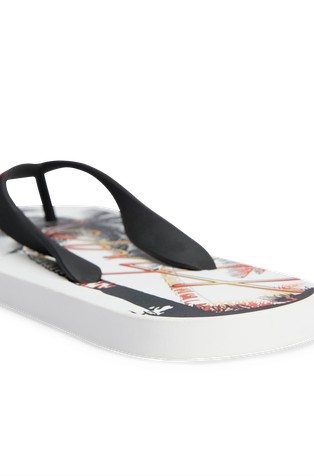 HUGO Palm-tree-print flip-flops with handwritten logo