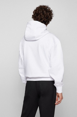 BOSS - Cotton hooded sweatshirt with contrast logo