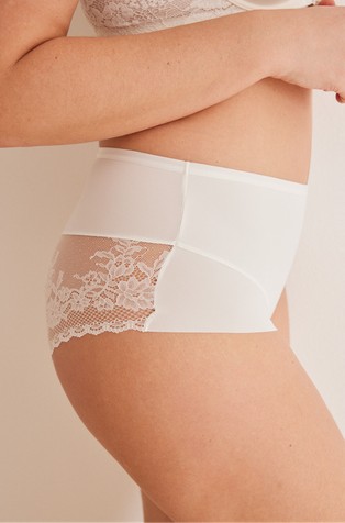 White LACE WAIST SHAPING BRIEF WOMENS