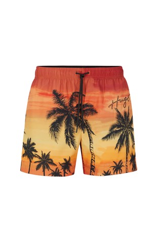 HUGO Quick-dry swim shorts in printed recycled fabric