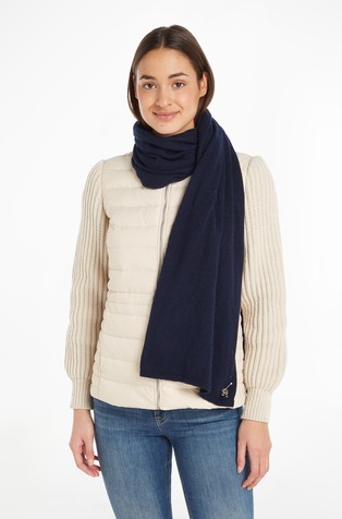 Tommy Hilfiger Colour-Blocked Monogram Blanket Scarf Navy