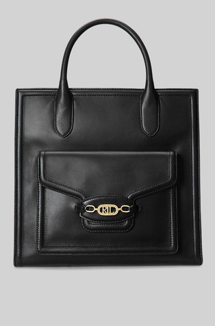 Ralph lauren black leather tote 2024 bag