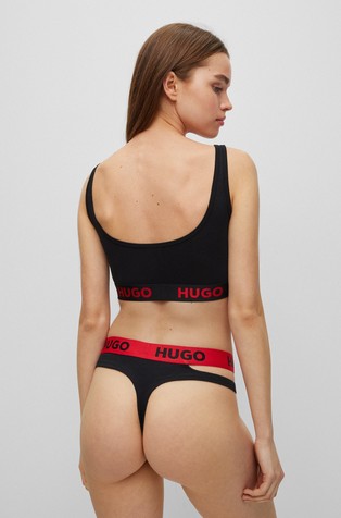 HUGO Stretch-cotton bralette with logo waistband